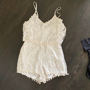 Tularosa Cream Lace Romper